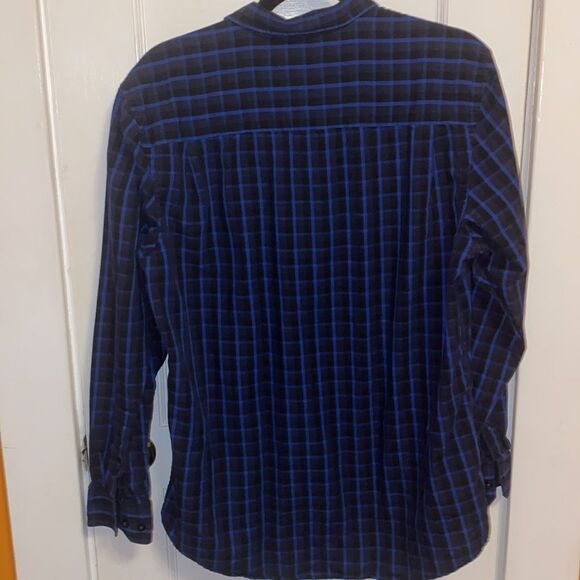 Axist Men’s Button Up Blue and Black Plaid Shirt Medium - Picture 5 of 7